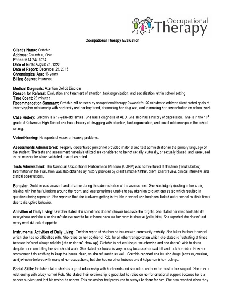 Occupational Therapy Evaluation for ADHD | PDF | Attention Deficit ...
