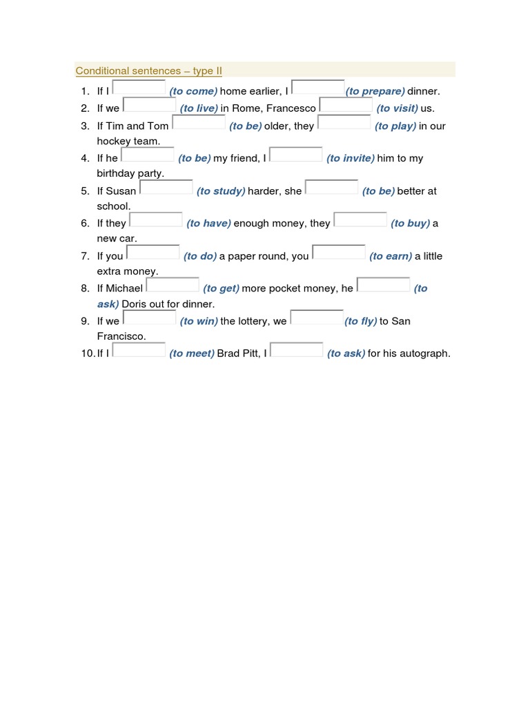 Type II Conditional Sentences Exercises | PDF