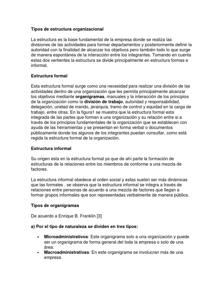 Tipos de Estructura Organizacional | PDF | Gestión de recursos humanos ...