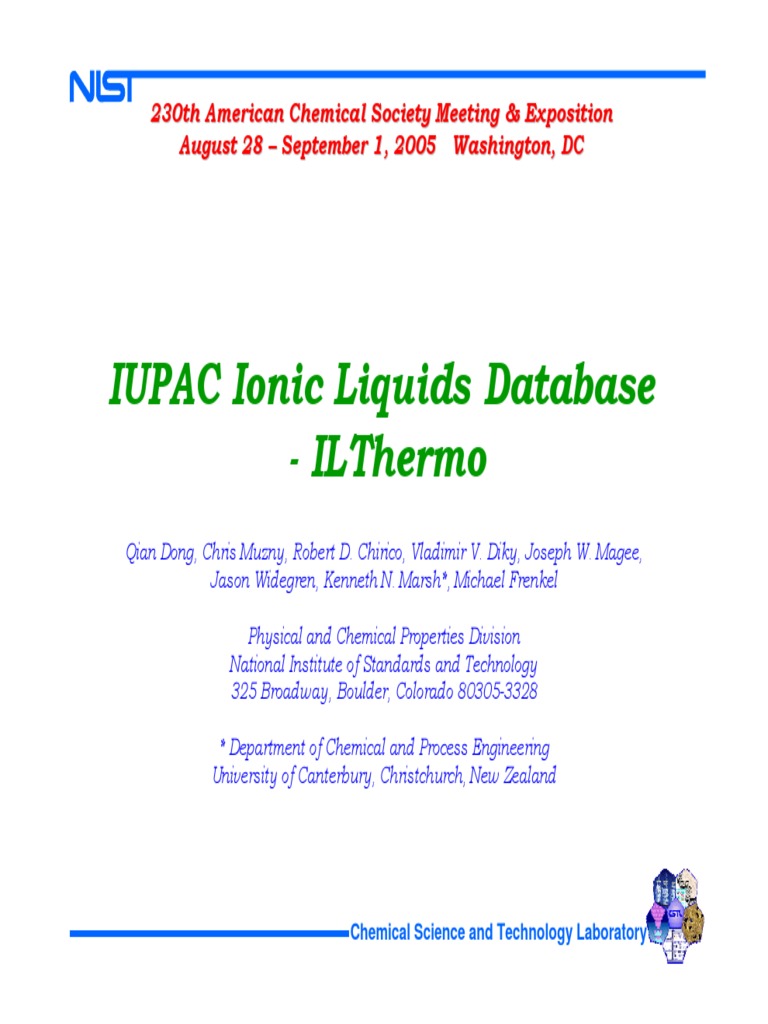 IUPAC Ionic Liquids Database Overview | PDF | Ion | Molecules