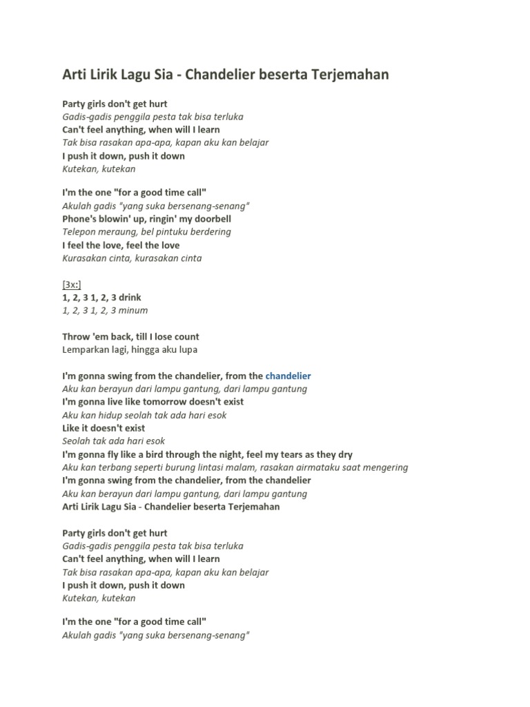 Arti Lirik Lagu Sia