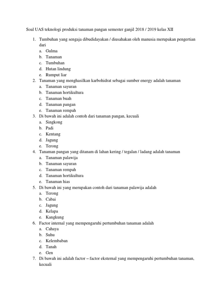 Soal Ujian Materi Tanaman Hias