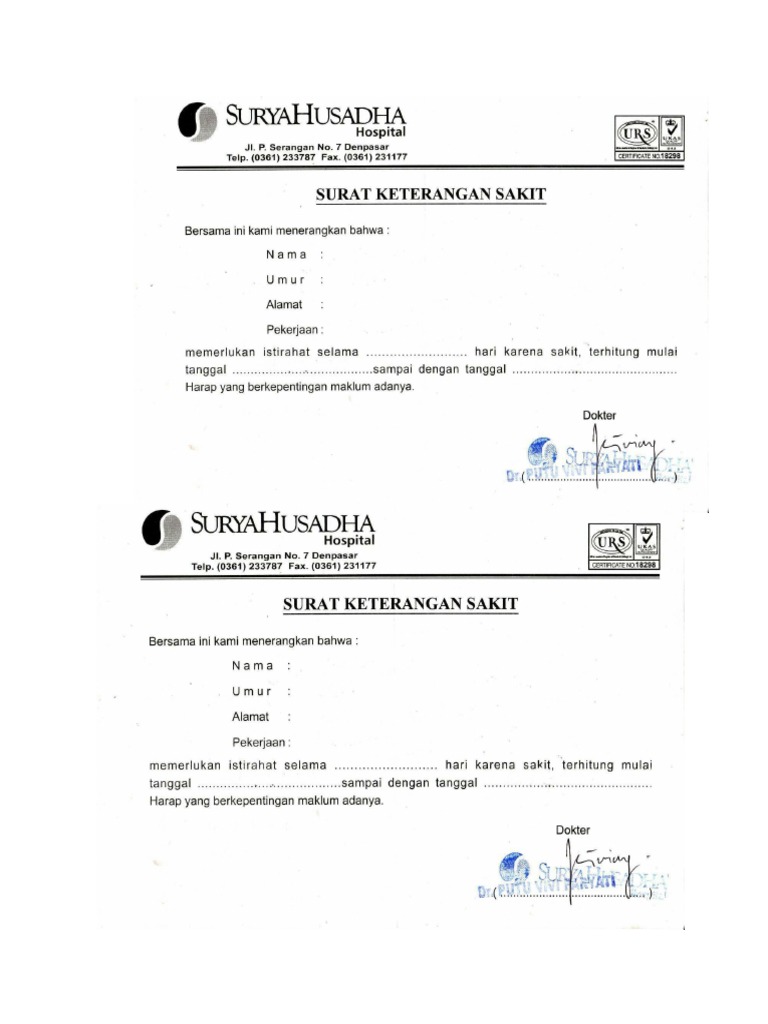 22+ Surat Keterangan Kesehatan Online  Contoh Surat Ide