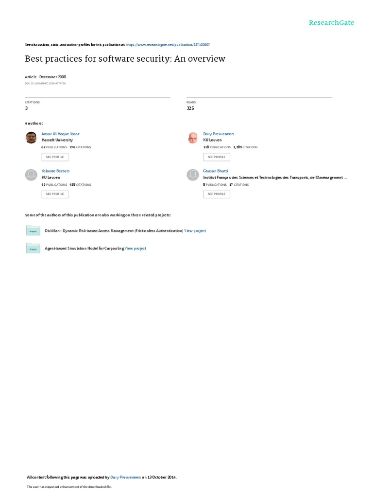 Best Practices For Software Security An Overview | PDF | Vulnerability ...