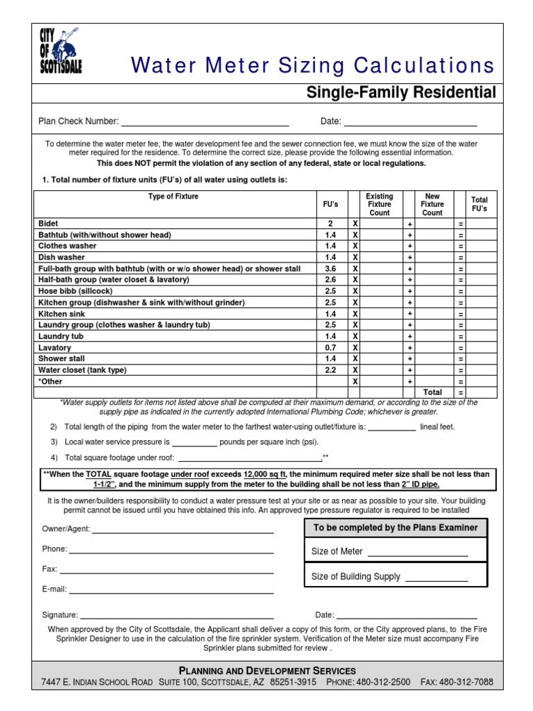 Residential Water Meter Sizing Guide | PDF | Shower | Toilet