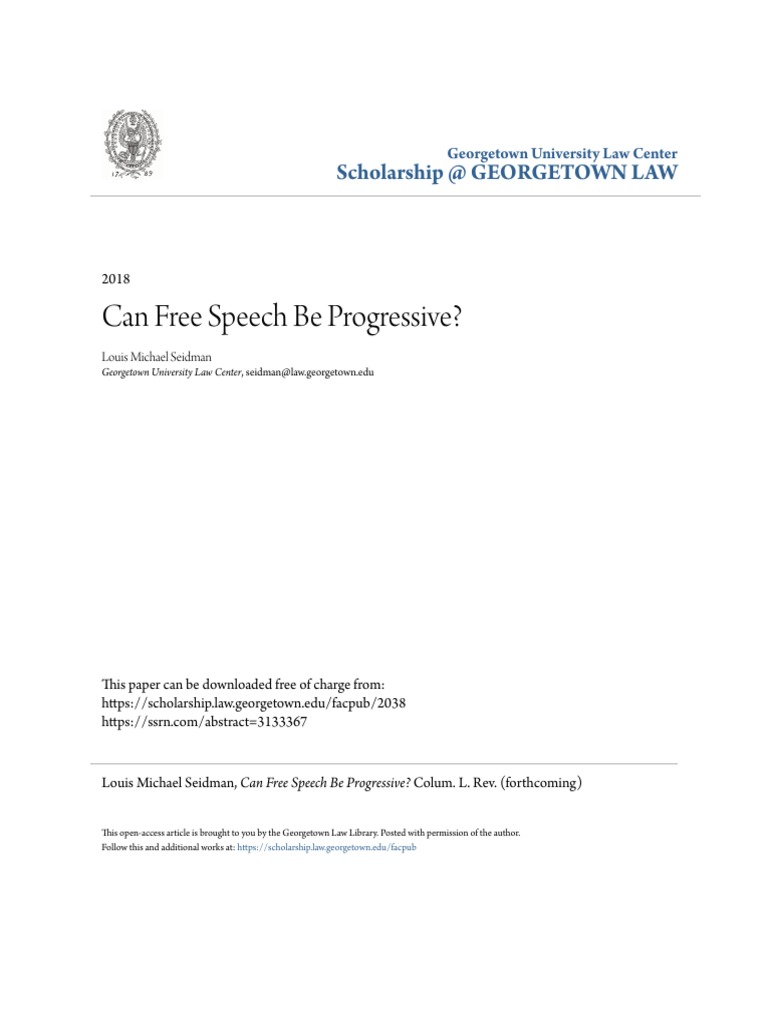 Free Speech: A Progressive Dilemma | PDF | First Amendment To The ...