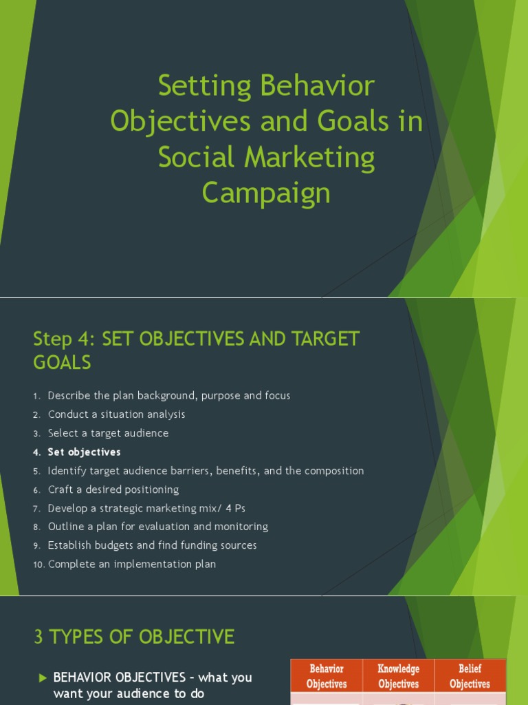 Setting Objectives for Social Marketing | PDF | Goal | Wellness