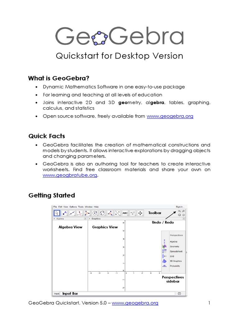 Geogebra Quickstart en Desktop PDF | PDF | Spreadsheet | Triangle
