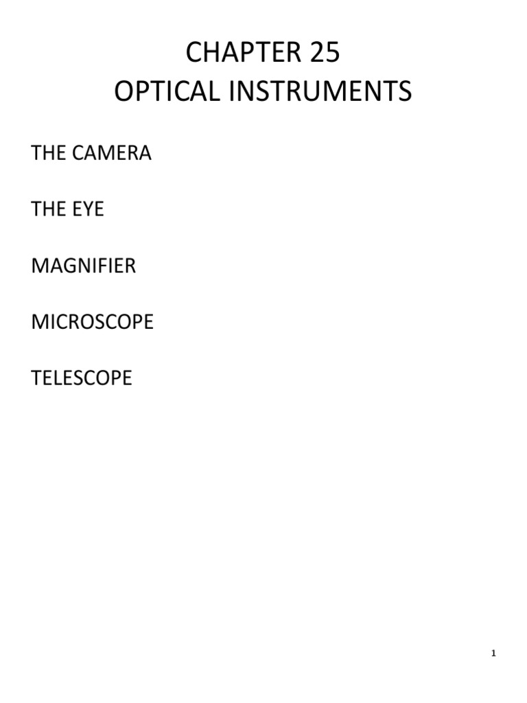 Chapter 25 Optical Instruments PDF Optics Optical Devices