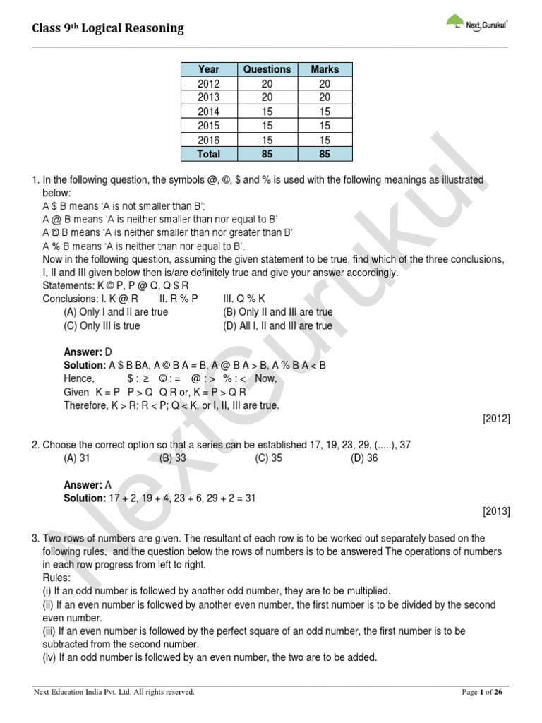 Logical reasoning practice questions pdf image