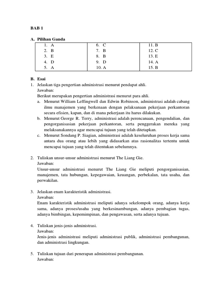 Contoh Soal Essay Administrasi Umum Dan Jawabannya - Guru Paud