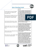 Editing Specialism Shooting Script: Description of Visuals Speech