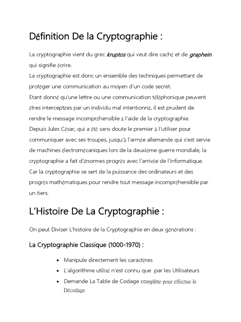 Introduction à la Cryptographie | PDF | Cryptographie | Cryptanalyse