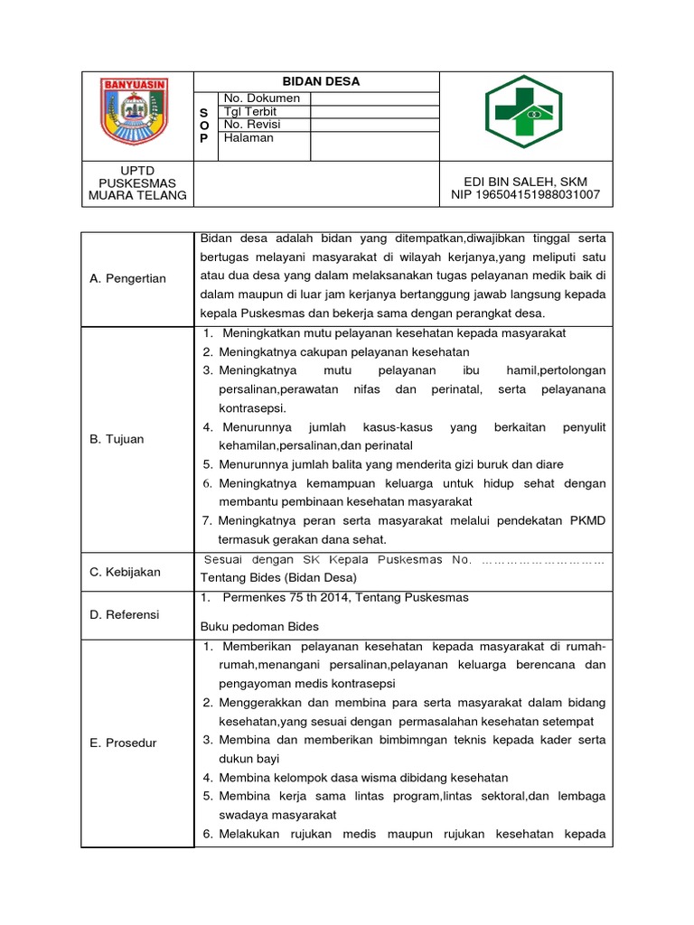 Sop Bidan Desa