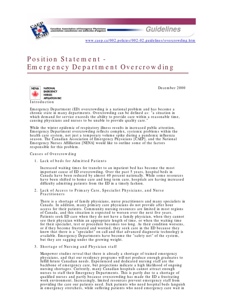 2) Caep Overcrowding | PDF | Emergency Department | Patient