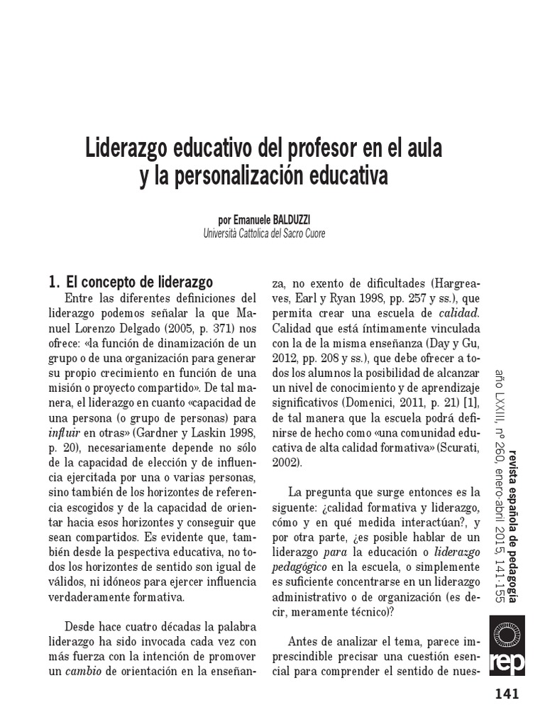 Liderazgo educativo en el aula | PDF | Maestros | Liderazgo