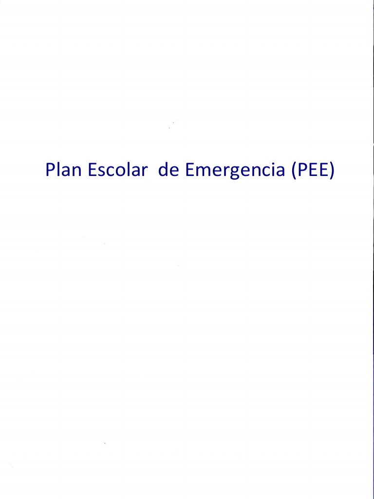 Plan Escolar de Emergencia (PEE) | PDF | Primeros auxilios | Defensa Civil