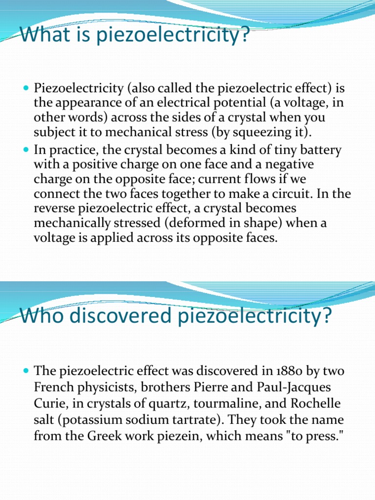 What Is Piezoelectricity PDF Piezoelectricity Electric Charge