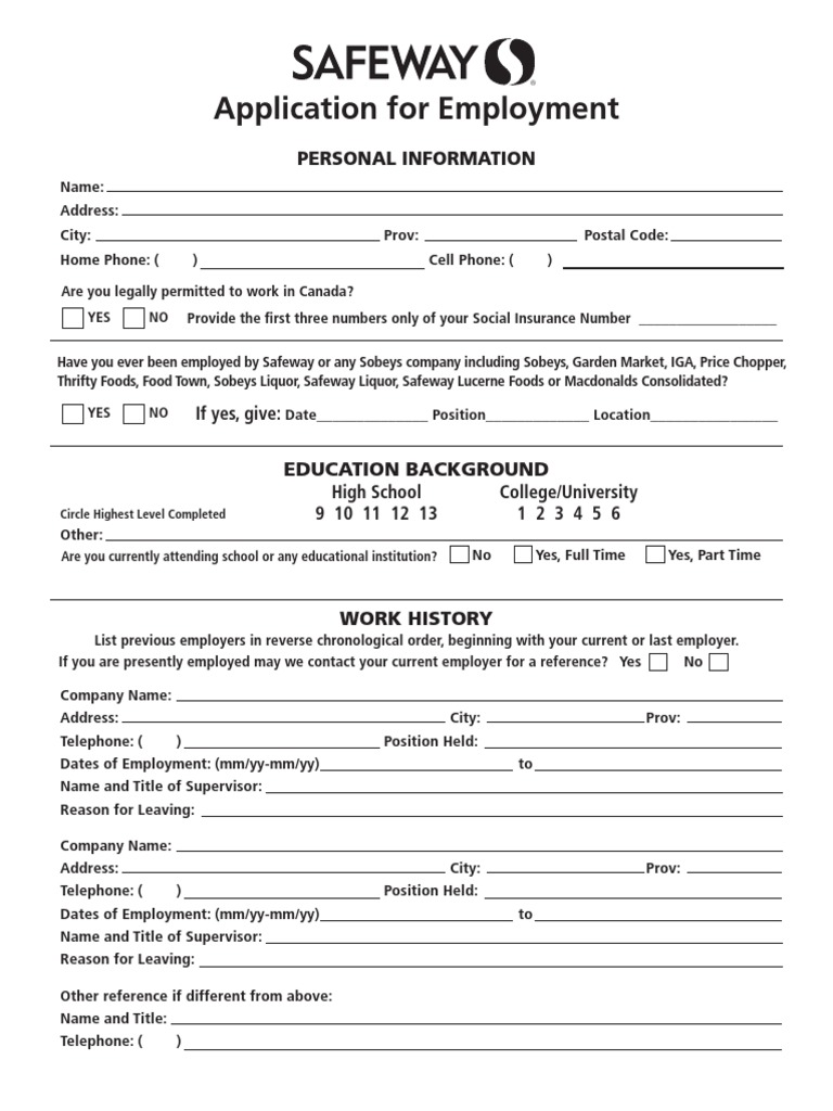 2016 Safeway Retail Application Form PDF Fraud Common Law