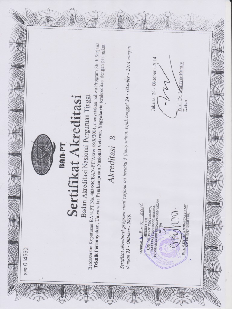 Akreditasi Teknik Perminyakan Upn V Yk 2016