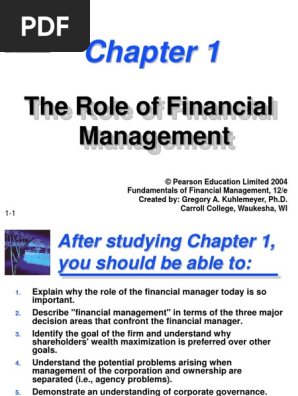 Ch01 The Role Of Financial Management | Pdf | Corporate Governance |  Sarbanes–Oxley Act