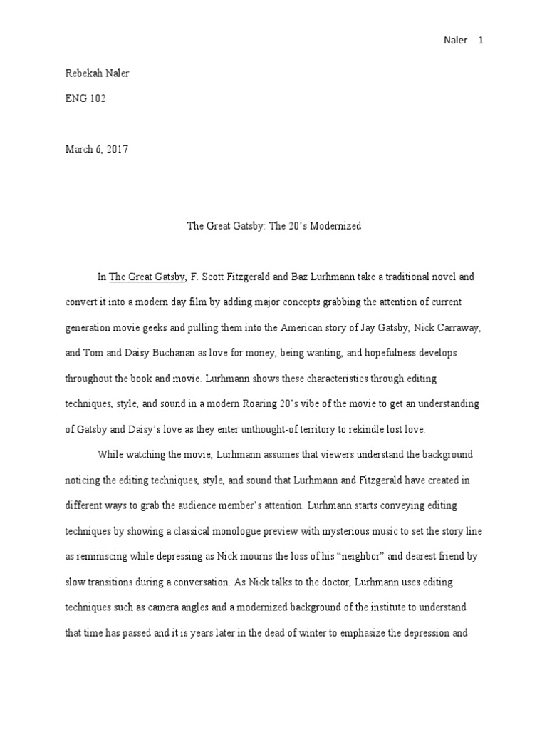 The great gatsby movie review assignment image