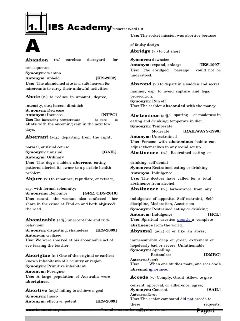 Synonyms Antonyms | PDF | Asceticism