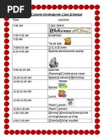 Kindergarten Daily Schedule Sample | PDF