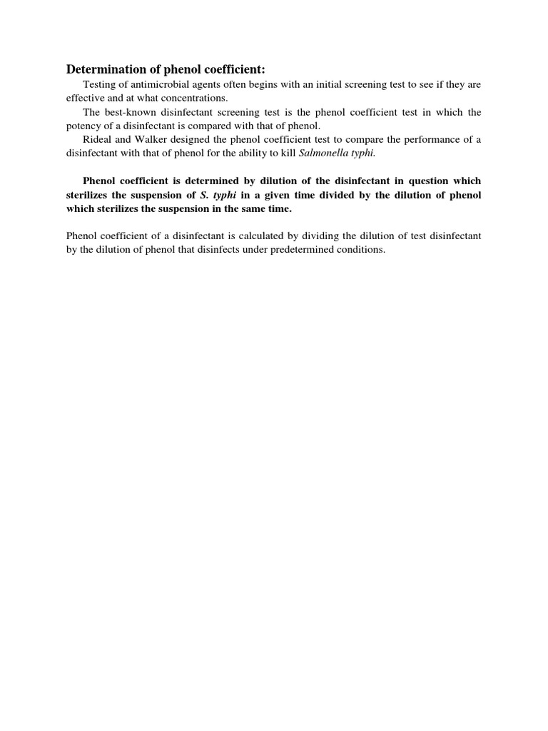 Determination of Phenol Coefficient PDF