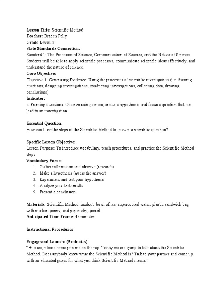 2nd Grade Scientific Method Lesson | PDF | Scientific Method | Experiment