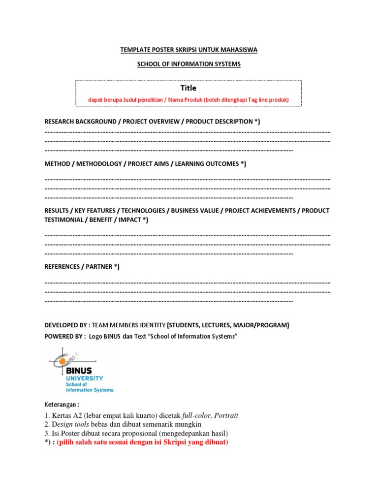 Template Poster Skripsi Untuk Mahasiswa PDF