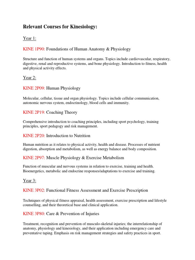 Essential Kinesiology Courses Overview | PDF | Human Musculoskeletal ...