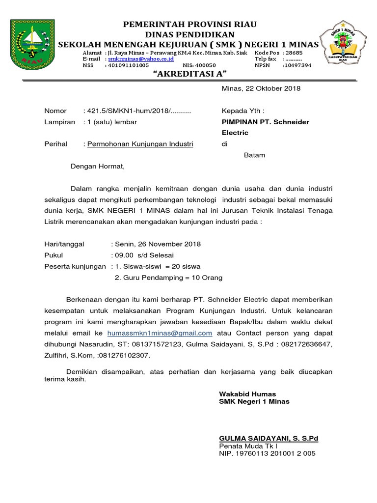 Contoh Surat Permohonan Kunjungan Ke Laboratorium  PDF