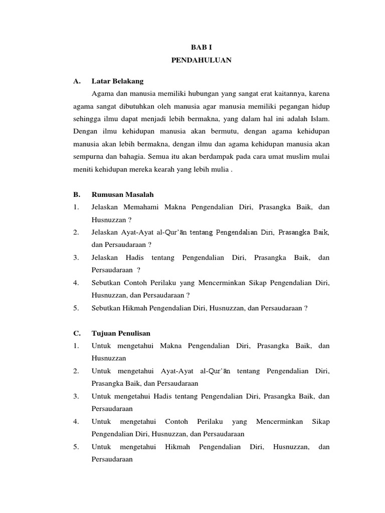 Contoh Makalah Tentang Pengendalian Diri Prasangka Baik
