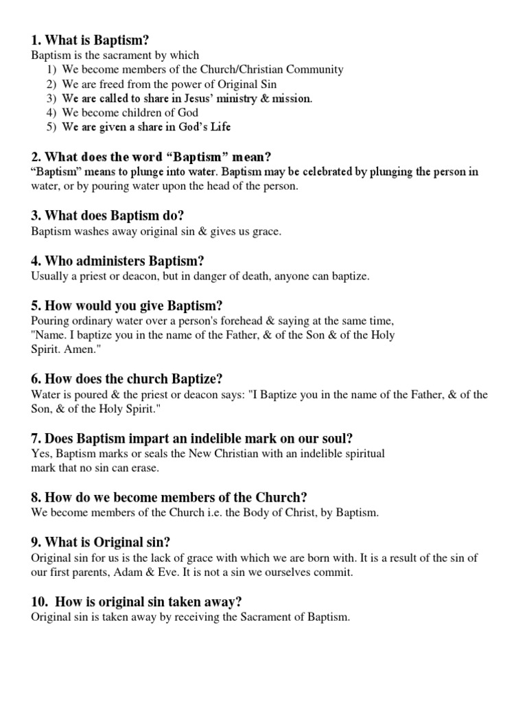 Baptism Questions Baptism Anointing