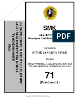 Soal Pra UN Matematika SMK AKP Paket A (71) 2018