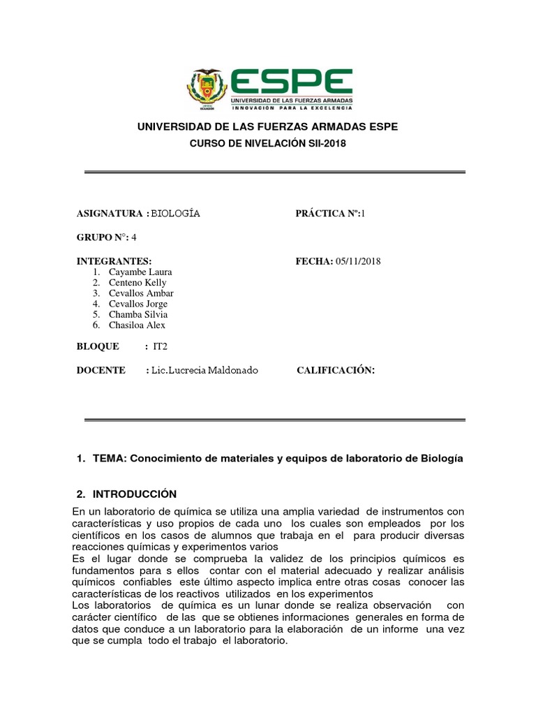 Formato Informe De PrÁctica De Laboratorio N°1 Converted Laboratorios