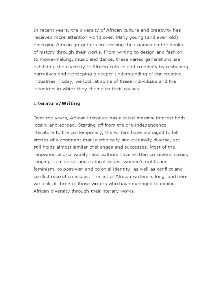 Literature Writing PDF African Literature
