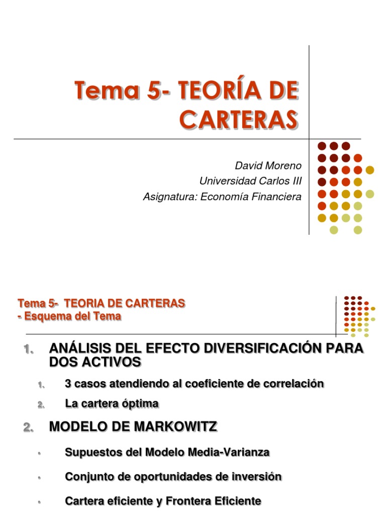 Teoría de Carteras: Diversificación y Markowitz | PDF | Asignación de ...