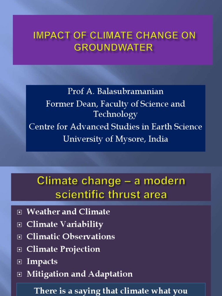 Climate Change Impact on Water Resources | PDF | Groundwater | Aquifer