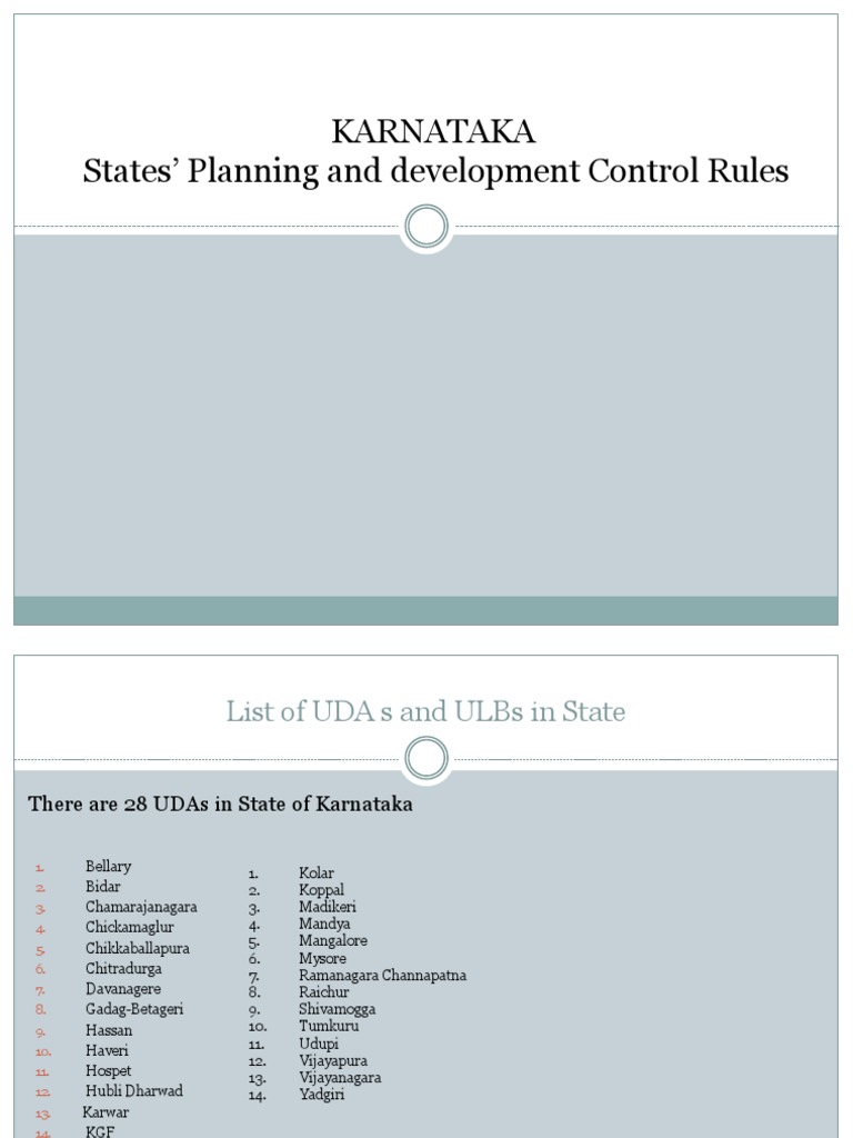 Karnataka Town Planning Norms PDF Zoning Ownership