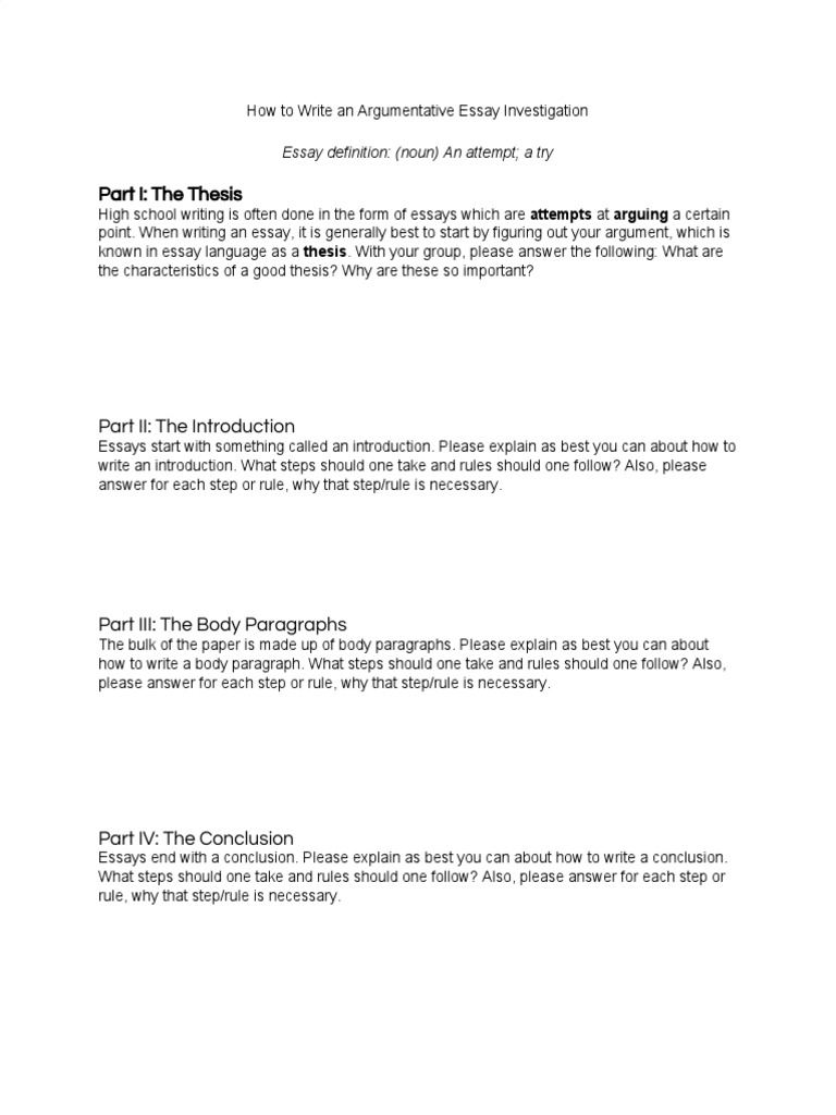 How To Write An Essay Investigation Art of Writing | PDF
