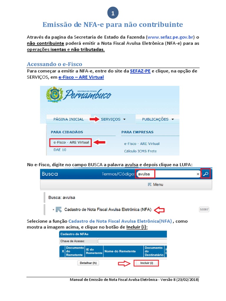 Emissão de NFA-e em Pernambuco | PDF | Recibo | Computação e Tecnologia ...
