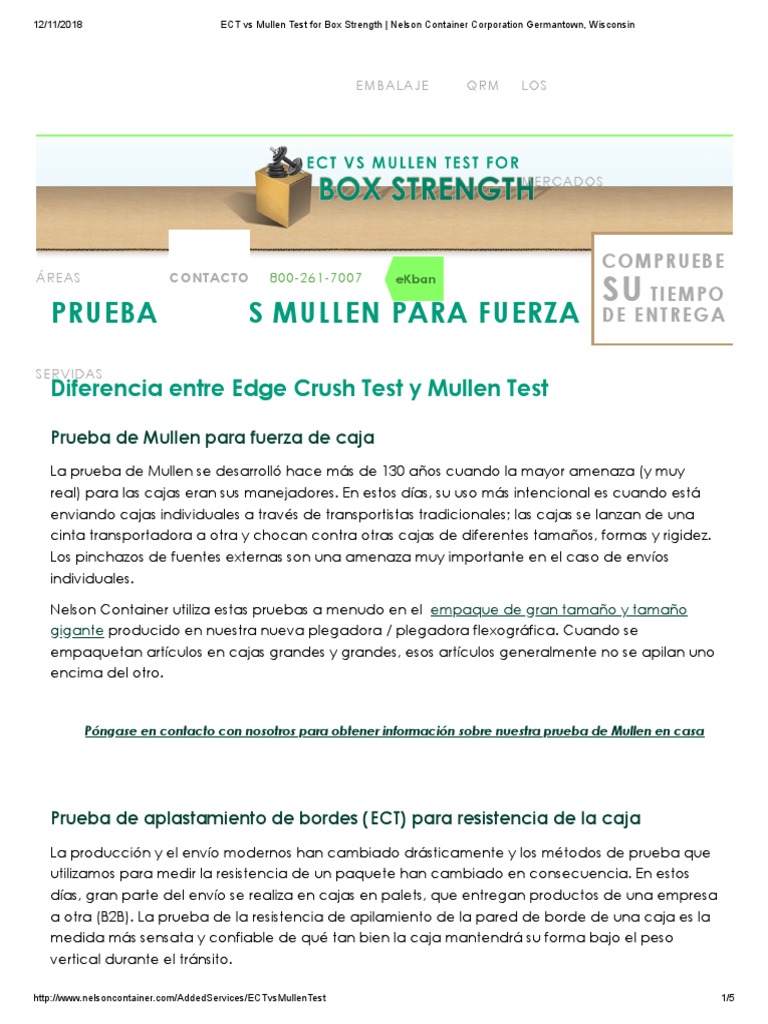 ECT Vs Mullen Test For Box Strength Nelson Container Corporation