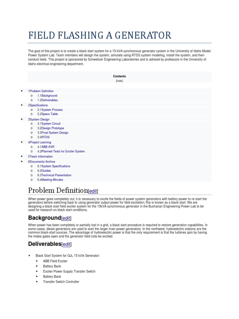 Field Flashing A Generator Download Free PDF Electric Generator