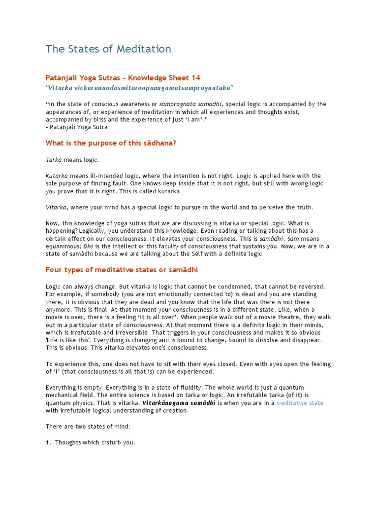States of Meditation Commentary On Patanjali Yoga Sutra by Sri Sri Ravi ...