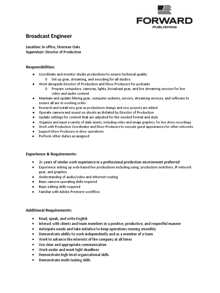 Broadcast Engineer PDF Streaming Media Americans With