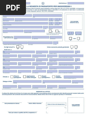 Modulo Richiesta Passaporto 2021 - Modulo