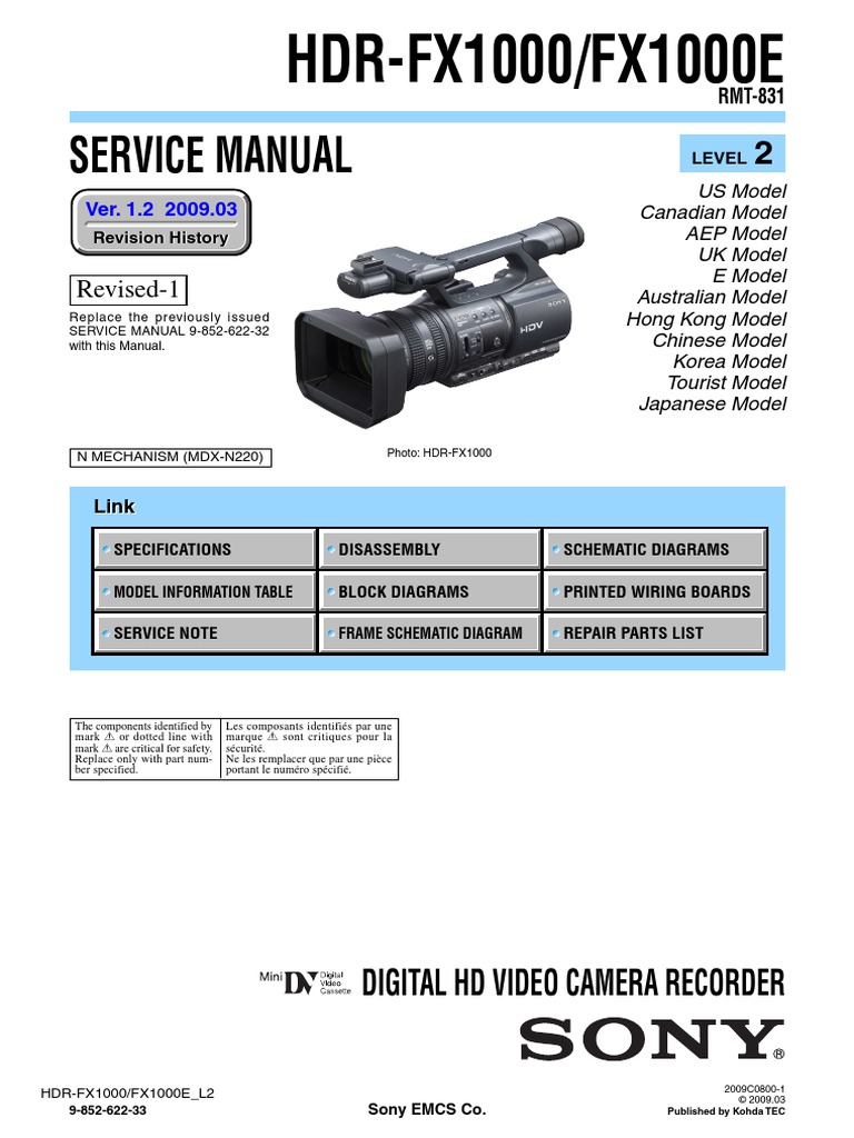 Sony HDR Fx1000 HDR Fx1000 PDF Camera Lens Soldering