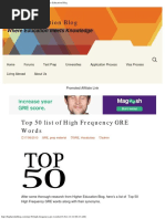Top 50 List of High Frequency GRE Words -Higher Education Blog
